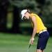 Saline's Karla Gross watches her putt during golf regionals at the University of Michigan Golf Course on Thursday. Melanie Maxwell I AnnArbro.com
